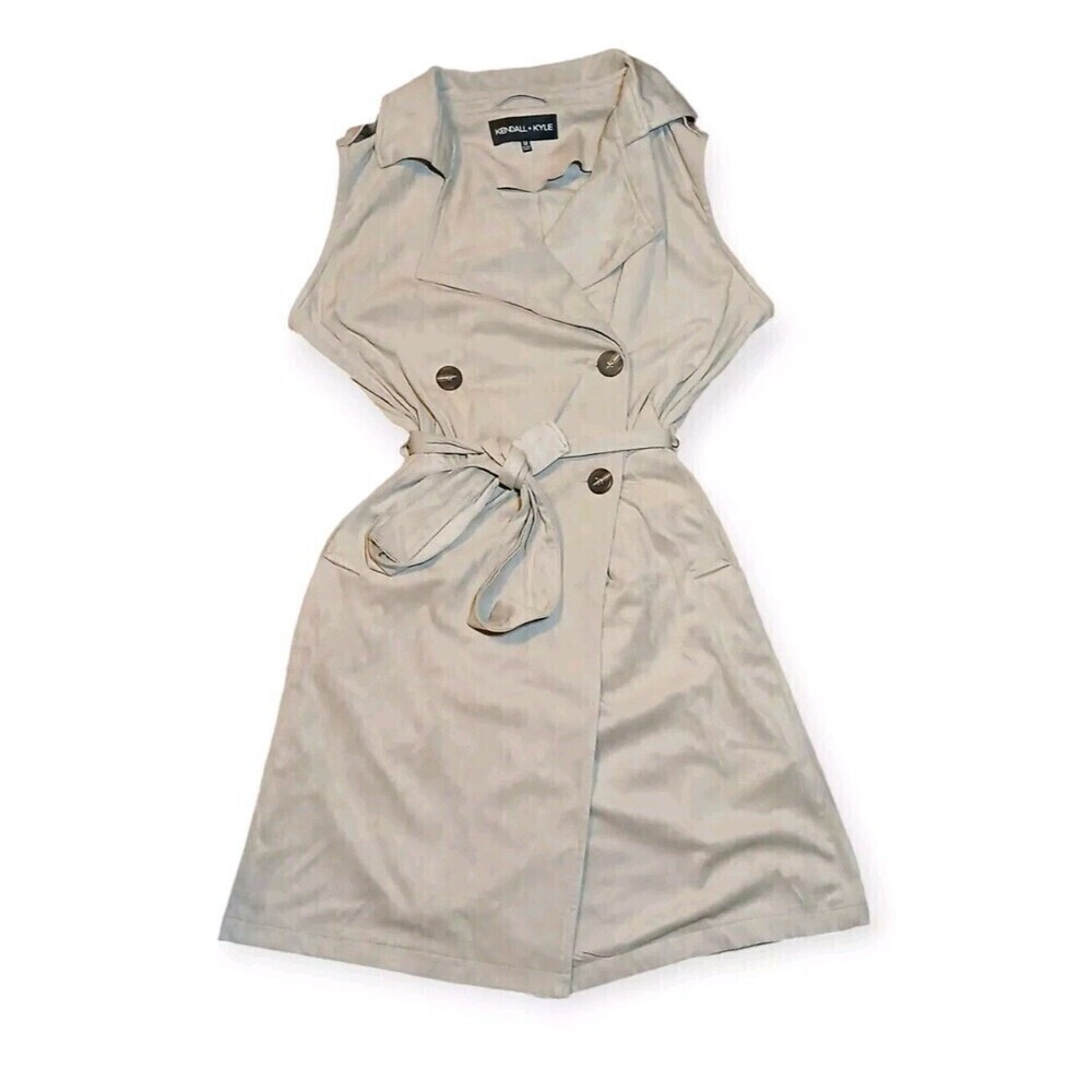 Super Soft Kendall & Kylie Women's Sleeveless Beige Button-Up Dress Size M